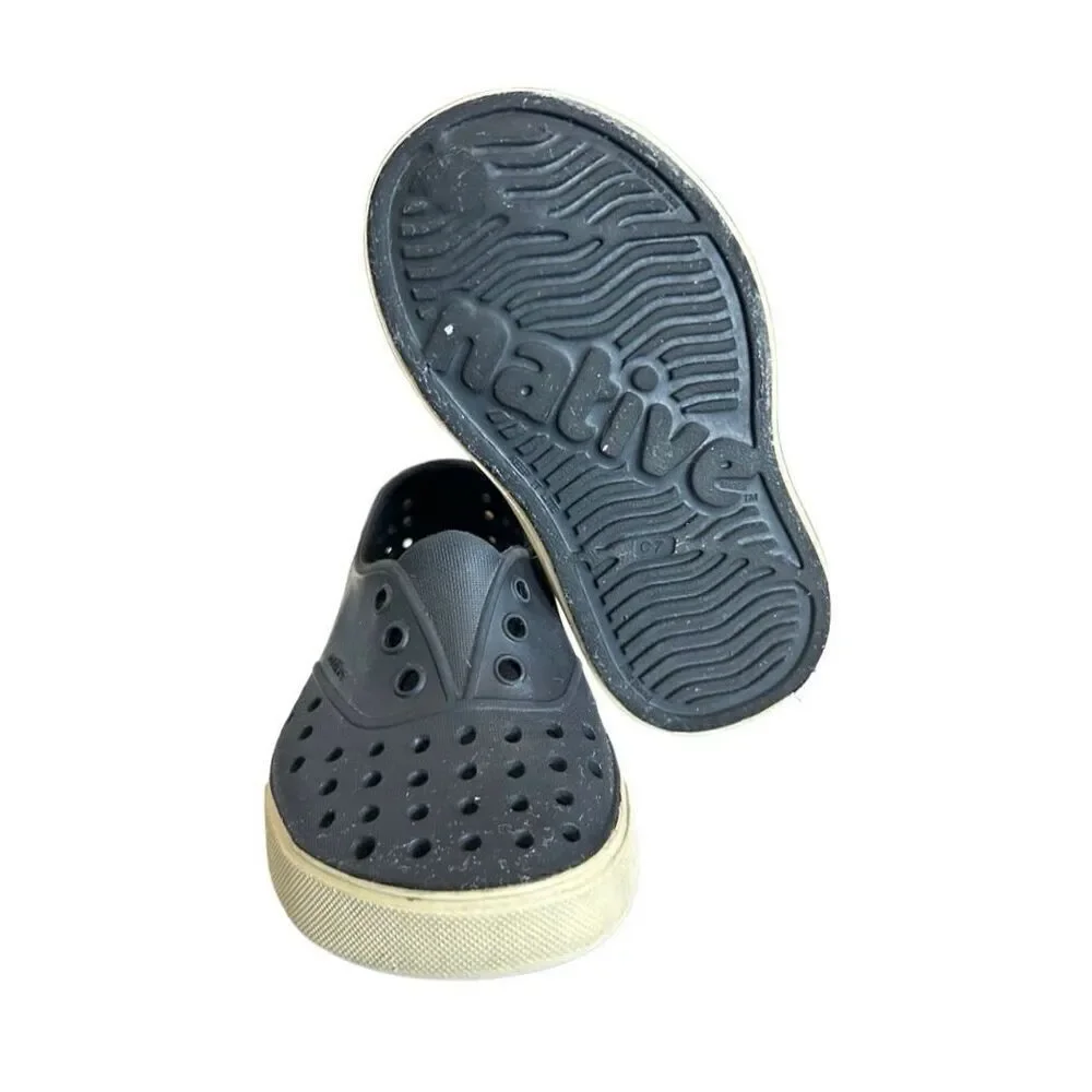 Native Miller Toddler Kids C7 Black and Cream Slip On Water Shoes